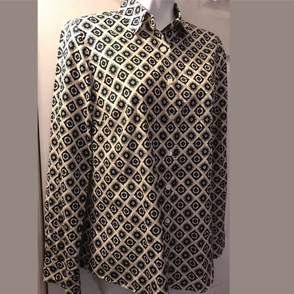 J. CREW Perfect Shirt Foulard Medallion Print Top Blouse Button Down Lightweight - Picture 4 of 8